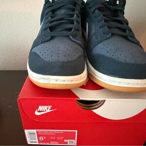 Nike Dunk Low Retro Men's Sneakers - Dark Blue and White